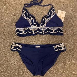NWOT Becca Blue bikini Medium top Small bottom